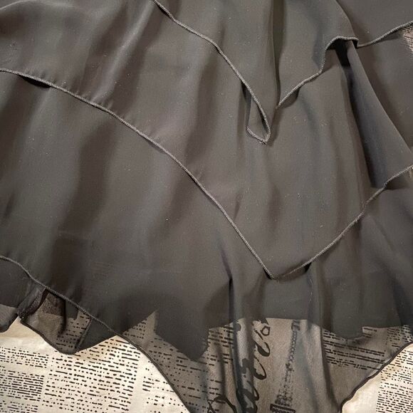 Jessica McClintock Collections Black Skirt tiered midi handkerchief nwt y2k goth - Picture 3 of 4
